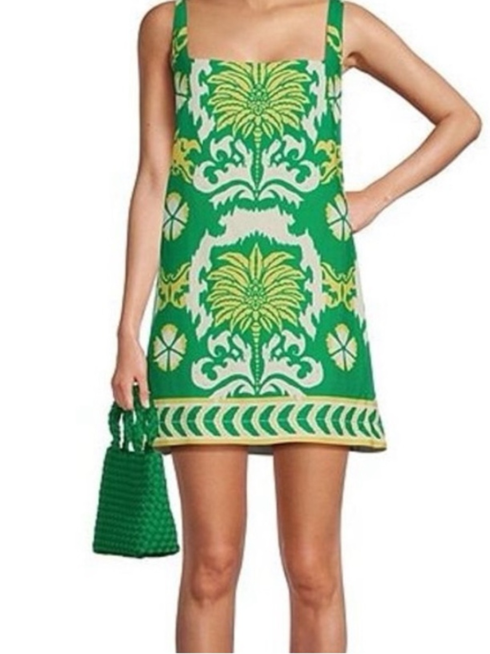 Antonio Melani NWT Eliana Green Printed Linen Mini Shift Dress Extra Small
